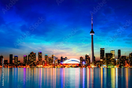 Photography Toronto city skyline at night, Canada