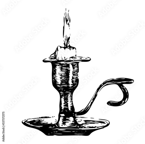 Vector candle in a vintage candlestick