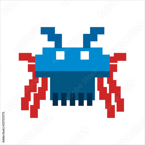 pixel art illustration draw artwork design character bit icon symbol set of alien monster video game