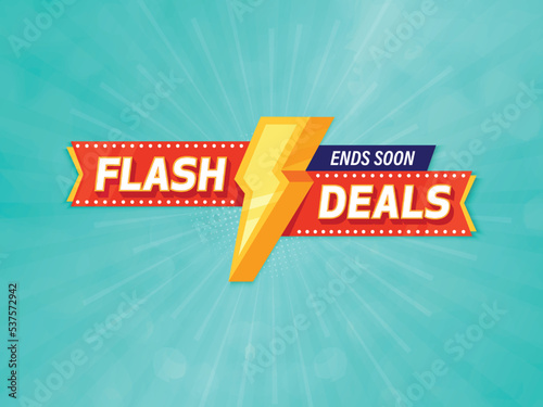 Flash Sale Banner on Blue Background. Special Discount Offer Flash Sale Campaign.