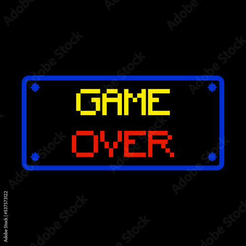 pixel art illustration draw artwork bit design character icon symbol video of game over letter button