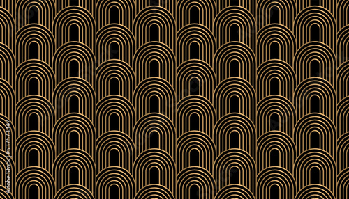 Gold Art deco pattern background. Geometric decorative texture. Luxury vintage concept.