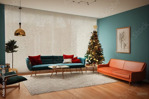 living room interior at christmas