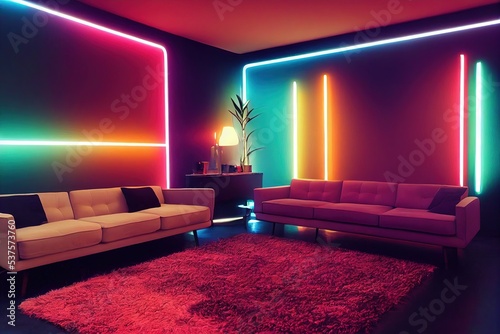 modern living room neon