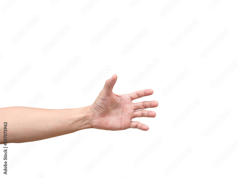 Man hand open hand for catch something isolated