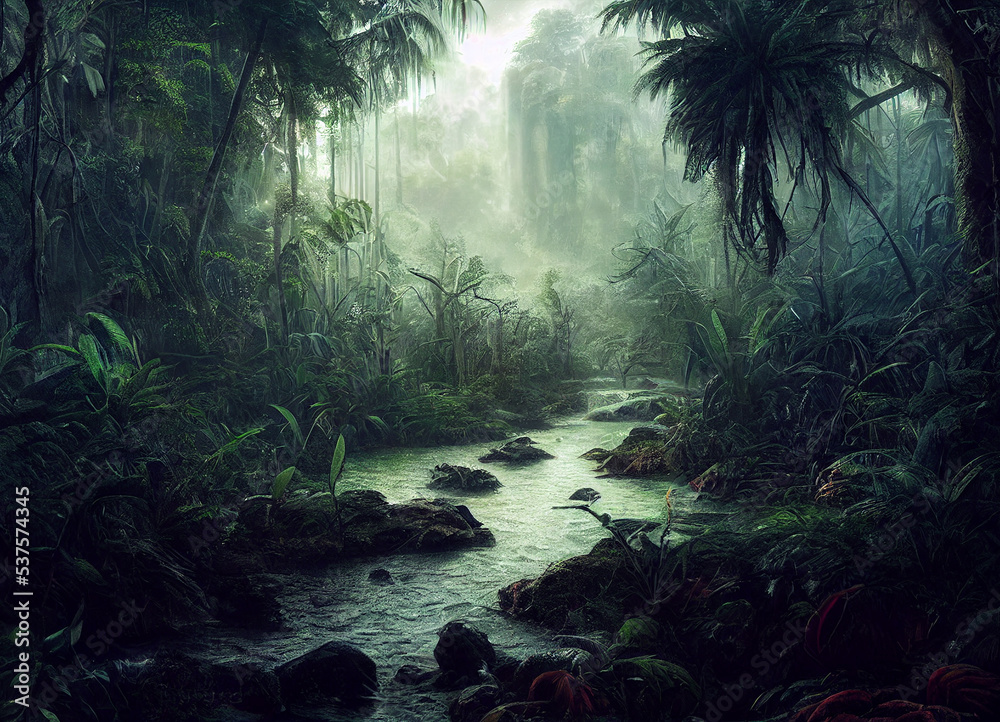 The Landscape of the jungle full of exotic plants and trees, An overview of the nature best, hot and wet ecosystem, where life abounds. The Landscape of the jungle full of exotic plants and trees, An overview of the nature best, hot and wet ecosystem, where life abounds.