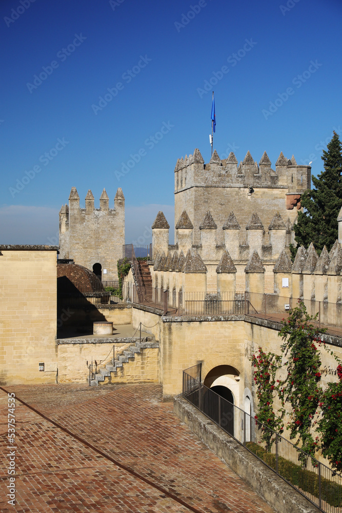 Walls and towers of Almodovar Del Rio castle, Spain