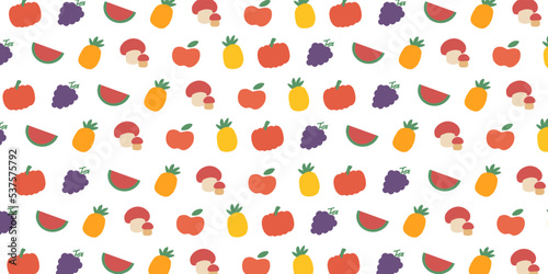 Tropical fruit pattern illustration in cute and simple for background design