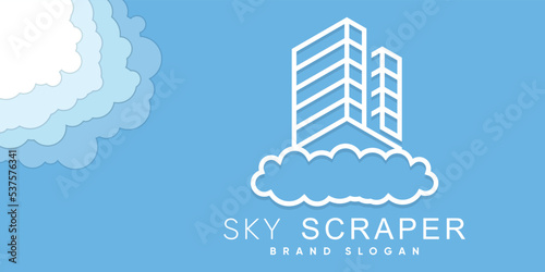 sky scraper / tower logo with outline shape premium vector