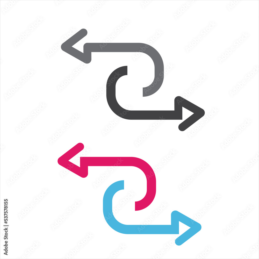 Two arrows in different directions, icon, vector. Two arrows in different directions, icon, vector.