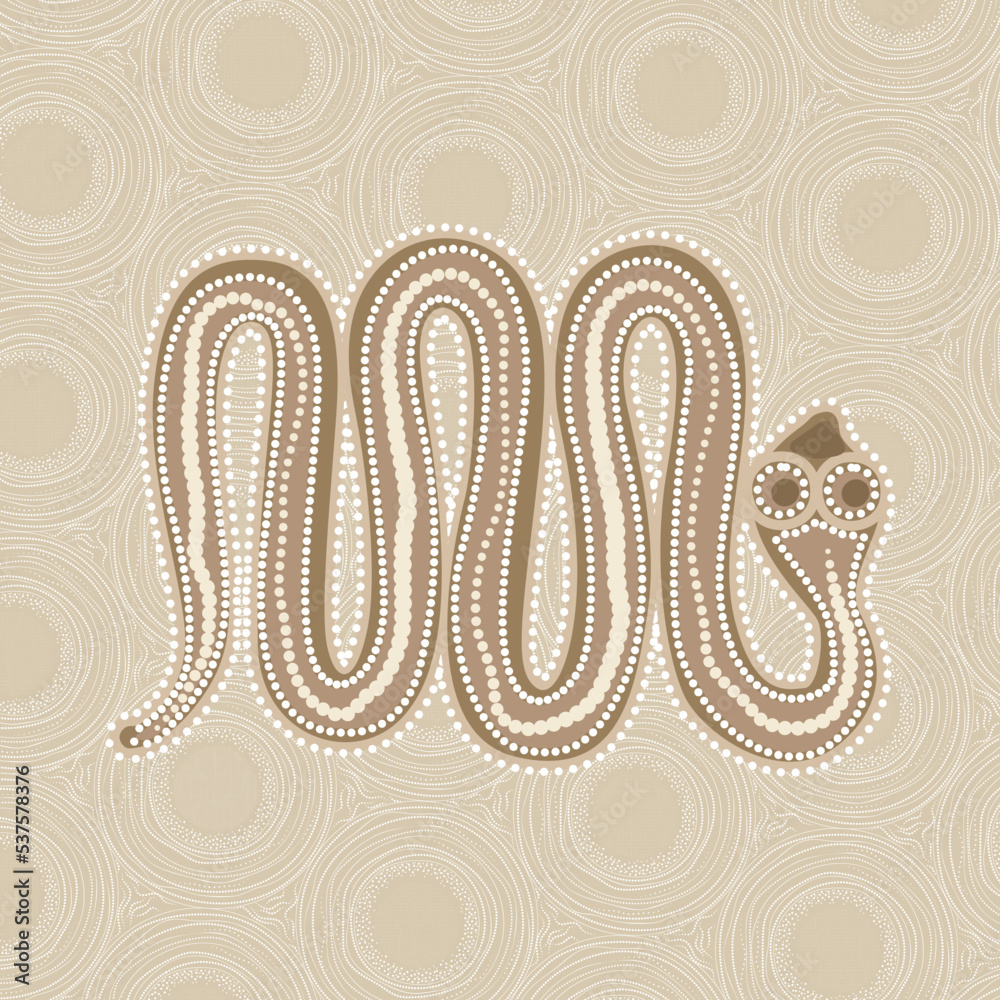 Aboriginal dot art vector painting with snake Stock Vector | Adobe Stock