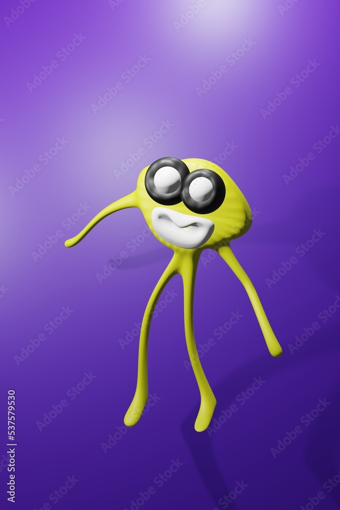 Obraz premium qute yellow icon in 3d rendering