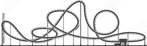 Amusement park ride black silhouette. Carnival rollercoaster photo