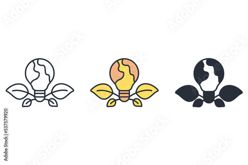 Eco energy thin line icons. Vector illustration isolated on white. Editable stroke