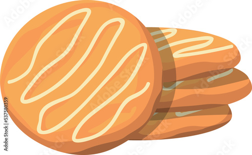 Round sweet biscuit pile. Cartoon cookie icon