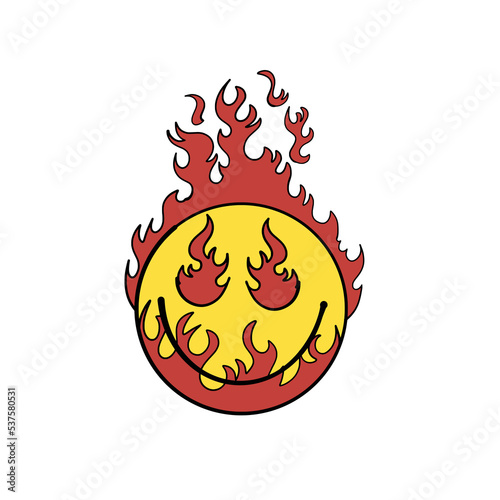 Urban Street art Fire Smile Emoticon for T shirt Design