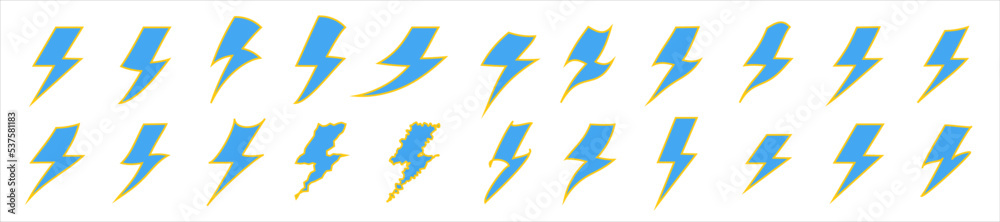 Vecteur Stock Electric vector icons, isolated. Bolt lightning flash ...