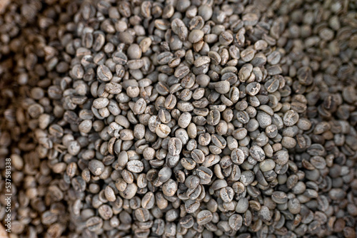 Texture of white coffee beans ready for roasting