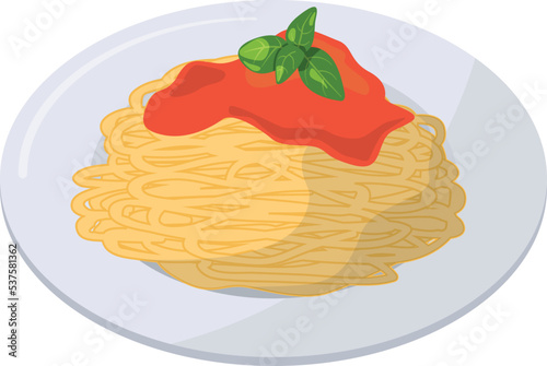 Pasta dish cartoon icon. Italian food plate