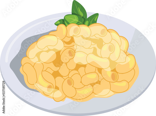 Macaroni cheese dish. Cartoon food plate icon