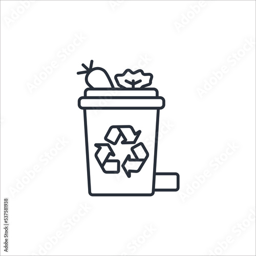 organic bin thin line icons. Vector illustration isolated on white. Editable stroke