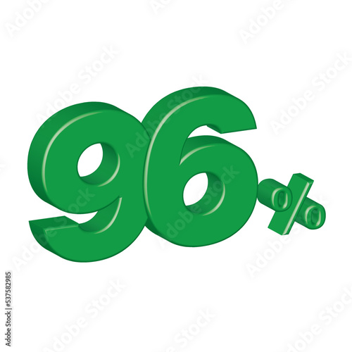 96 ninety six 3d plastic effect number percentage symbol