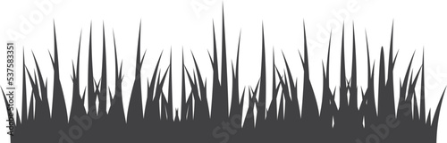 Grass border. Black lawn silhouette. Meadow plant