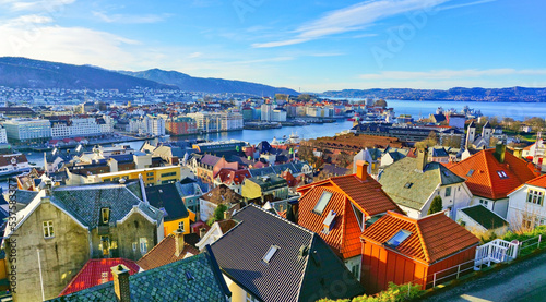 View of Bergen, Norway in winter.