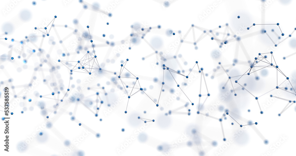 Abstract network of physical devices on the Internet using a network connection with statistics numbers 3d illustration