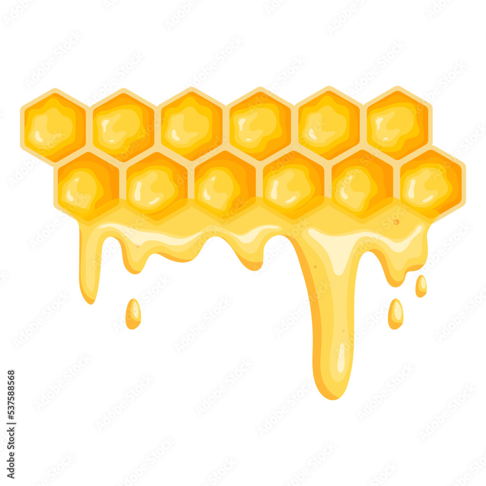 with flowing honey. Cartoon vector graphic. Stock Vector
