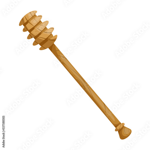 Wooden spoon-spindle .Cartoon vector graphics.