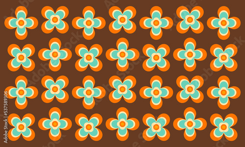 Abstract Retro Vintage Color Flower Pattern 60s 70s Furniture Wallpaper Background