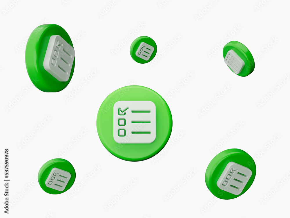 Check List icon, symbol many icons flying in the air 3d illustration Check List icon, symbol many icons flying in the air 3d illustration