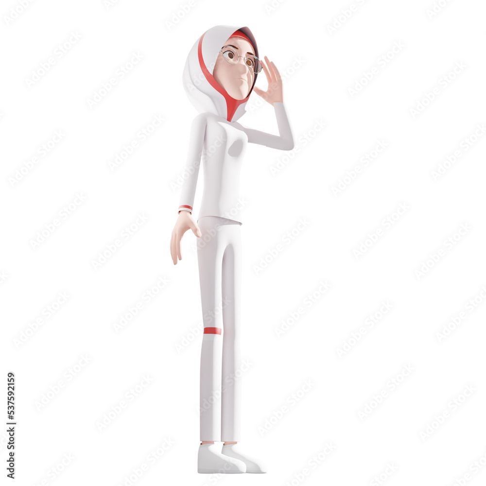 3d rendering of female character illustration in hijab celebrating Indonesia's independence day 3d rendering of female character illustration in hijab celebrating Indonesia's independence day