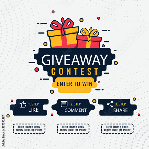 Giveaway quiz contest for social media feed. template giveaway prize win competition follow the steps below