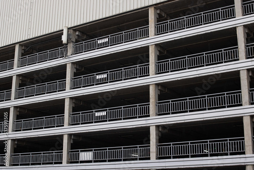 View of the modern multi-level parking closeup