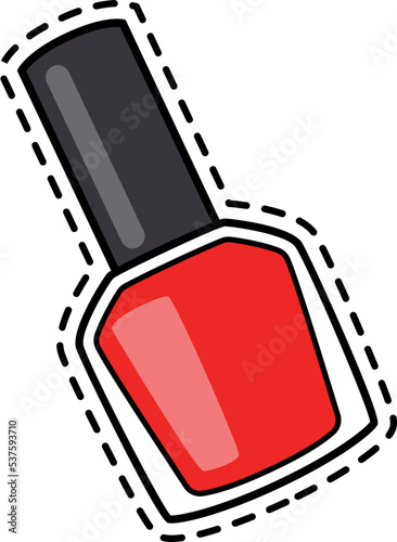 Nail polish sticker. Red lacquer fashion badge