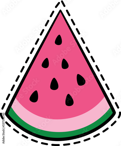 Watermelon slice sticker. Sweet summer style patch