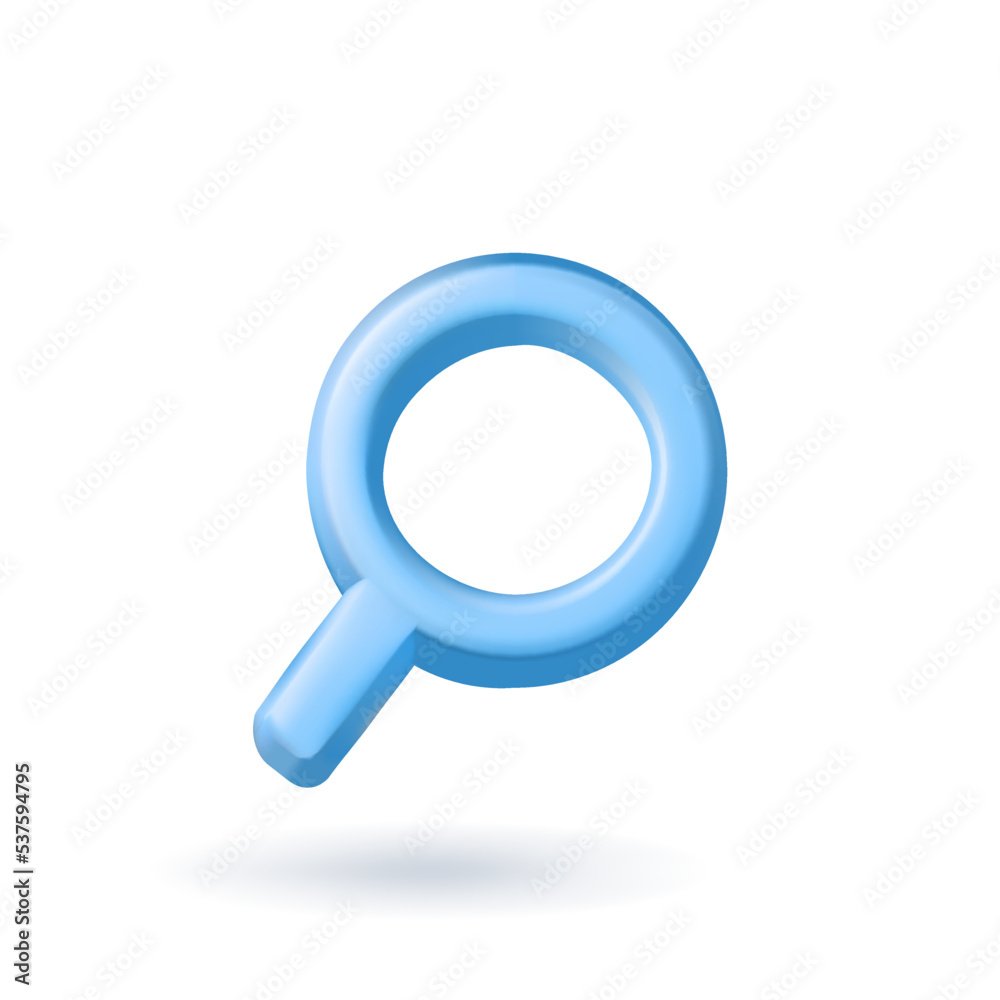 Magnifying glass. Discovery, research, search, analysis concept. 3d vector icon. Cartoon minimal style. Magnifying glass. Discovery, research, search, analysis concept. 3d vector icon. Cartoon minimal style.