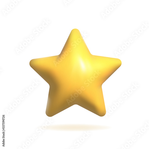 Yellow volumetric 3D star icon. Vector illustration