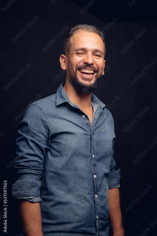 White man smiling, in studio, gray hair White man smiling, in studio, gray hair