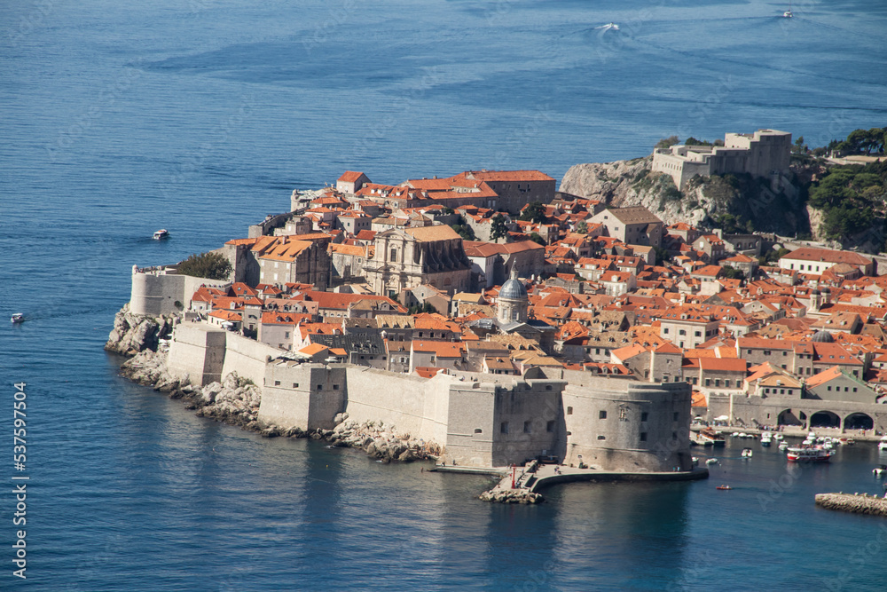 Dubrovnik old city wall and fortress, city in Croatia (Hrvatska), location where TV show Game of Thrones was recorded