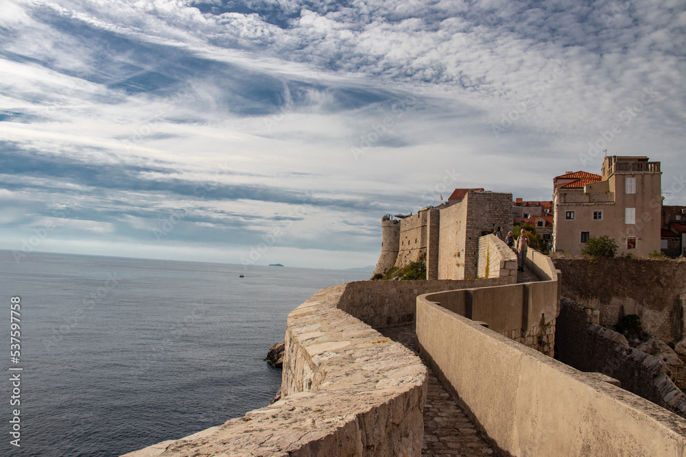 Dubrovnik old city walls and fortress, city in Croatia (Hrvatska), location where TV show Game of Thrones was recorded