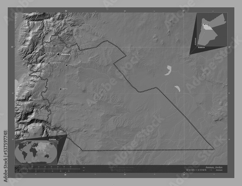 Amman, Jordan. Bilevel. Labelled points of cities photo