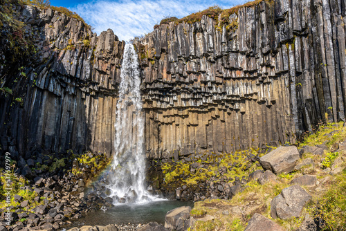 The Svartifoss waterfall at the Skaftafell national park in Iceland. 