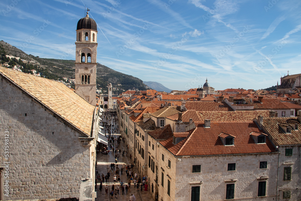 Dubrovnik old city walls and fortress, city in Croatia (Hrvatska), location where TV show Game of Thrones was recorded