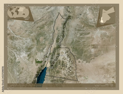 Aqaba, Jordan. High-res satellite. Labelled points of cities photo