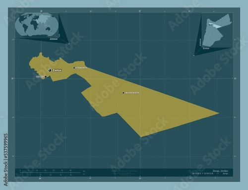 Zarqa, Jordan. Solid. Labelled points of cities photo