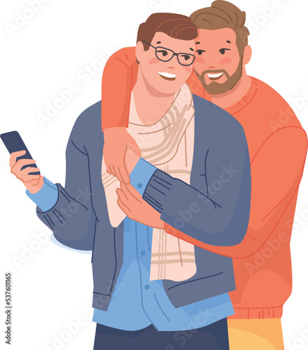 Happy male friends together. Men hugging. Warm relationship