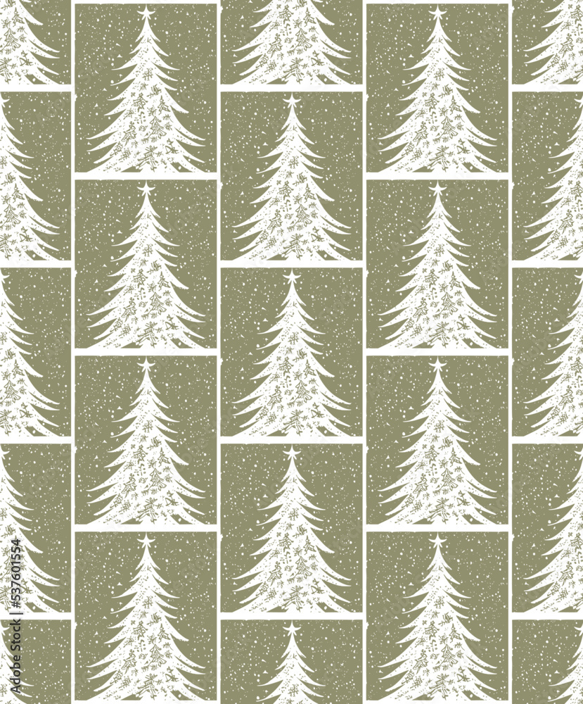 Seamless vector ornament - cute christmas trees pattern, wallpaper, wrapping paper, cloth texture, gift, new year decoration